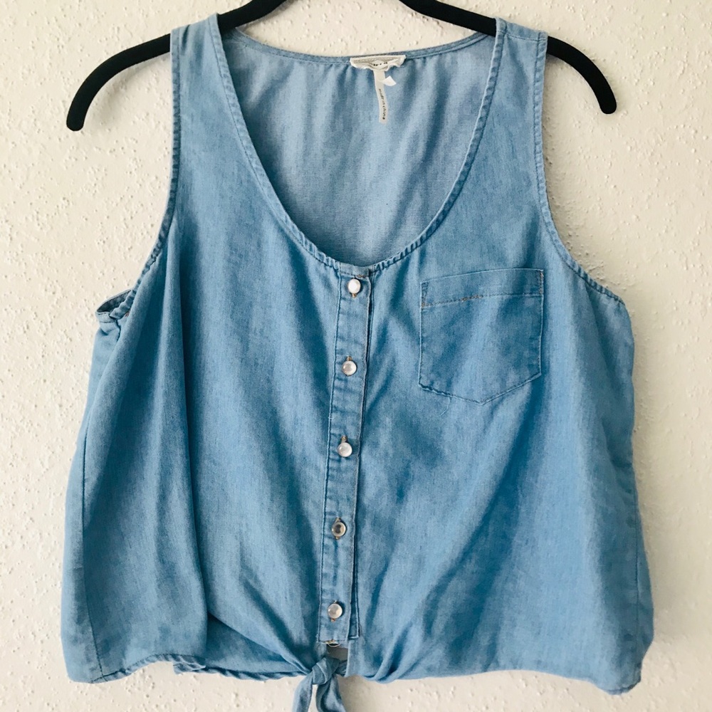Pacsun Knot Cropped Denim Top